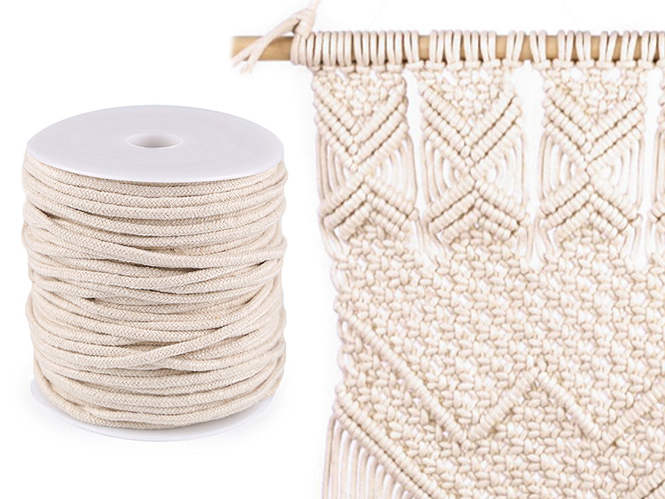 Šnúra na drhanie macrame a háčkovanie / priadza Ø4 mm
