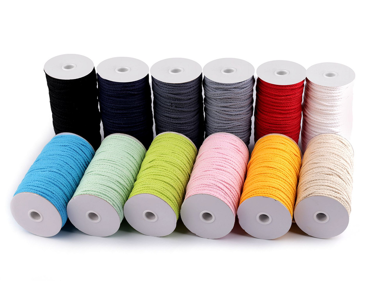 Bavlněná šňůra Ø5 mm splétaná, střední, 3 žlutá žloutková