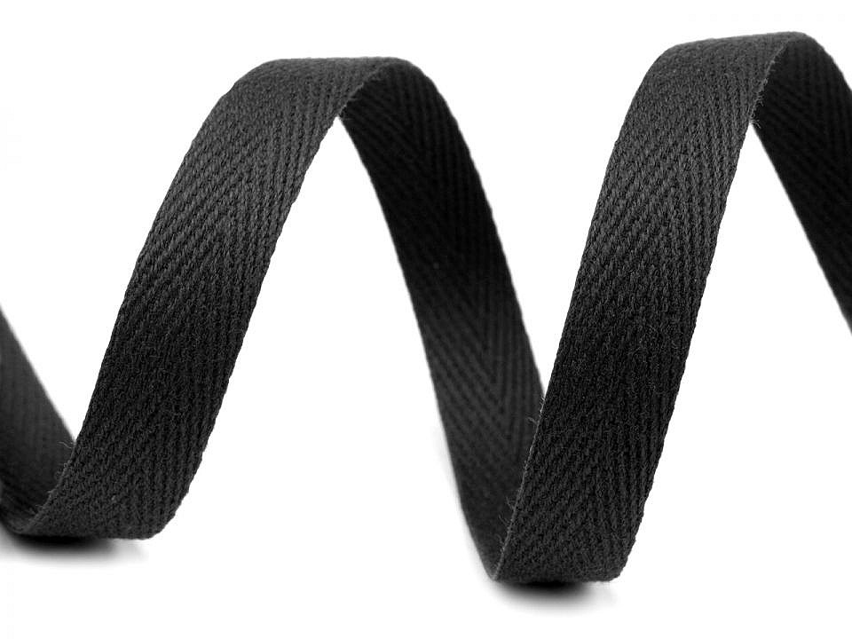 Herringbone Twill Tape width 12 mm, black, 50 m