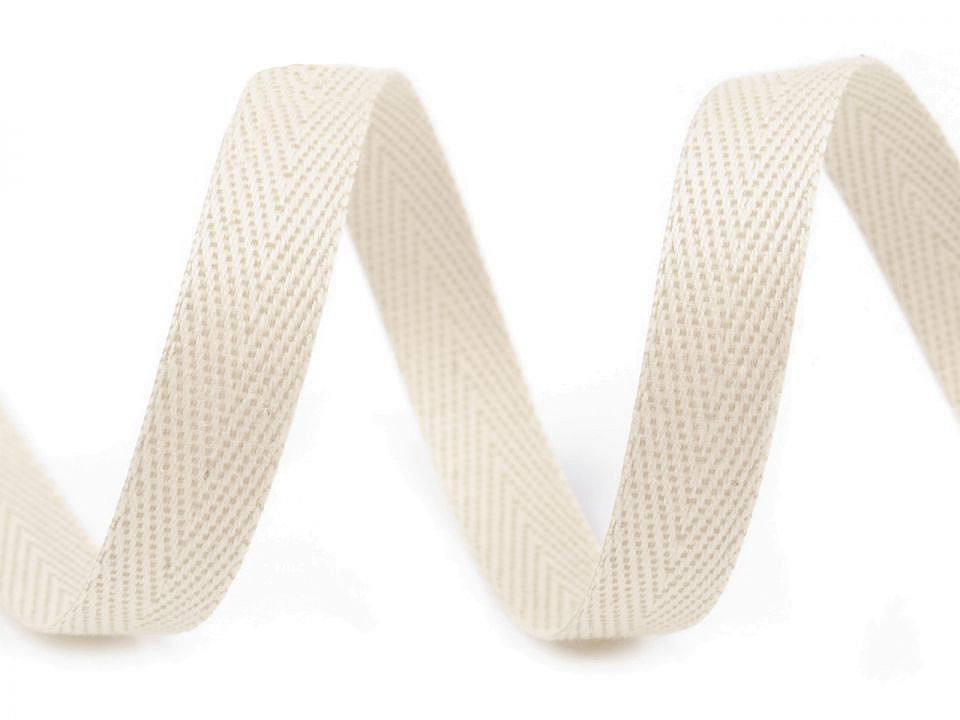 Herringbone Twill Tape width 12 mm, light linen, 50 m