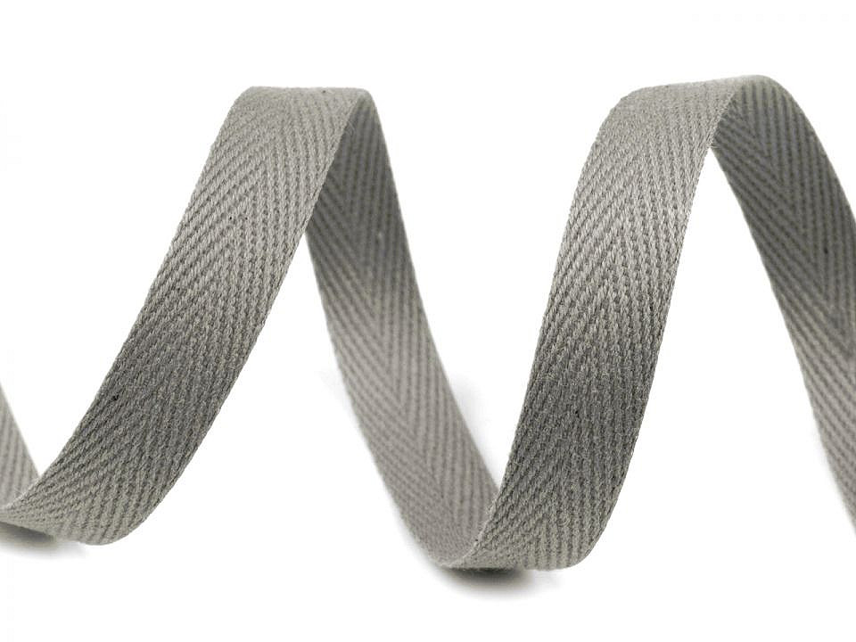 Herringbone Twill Tape width 12 mm, grey paloma, 50 m