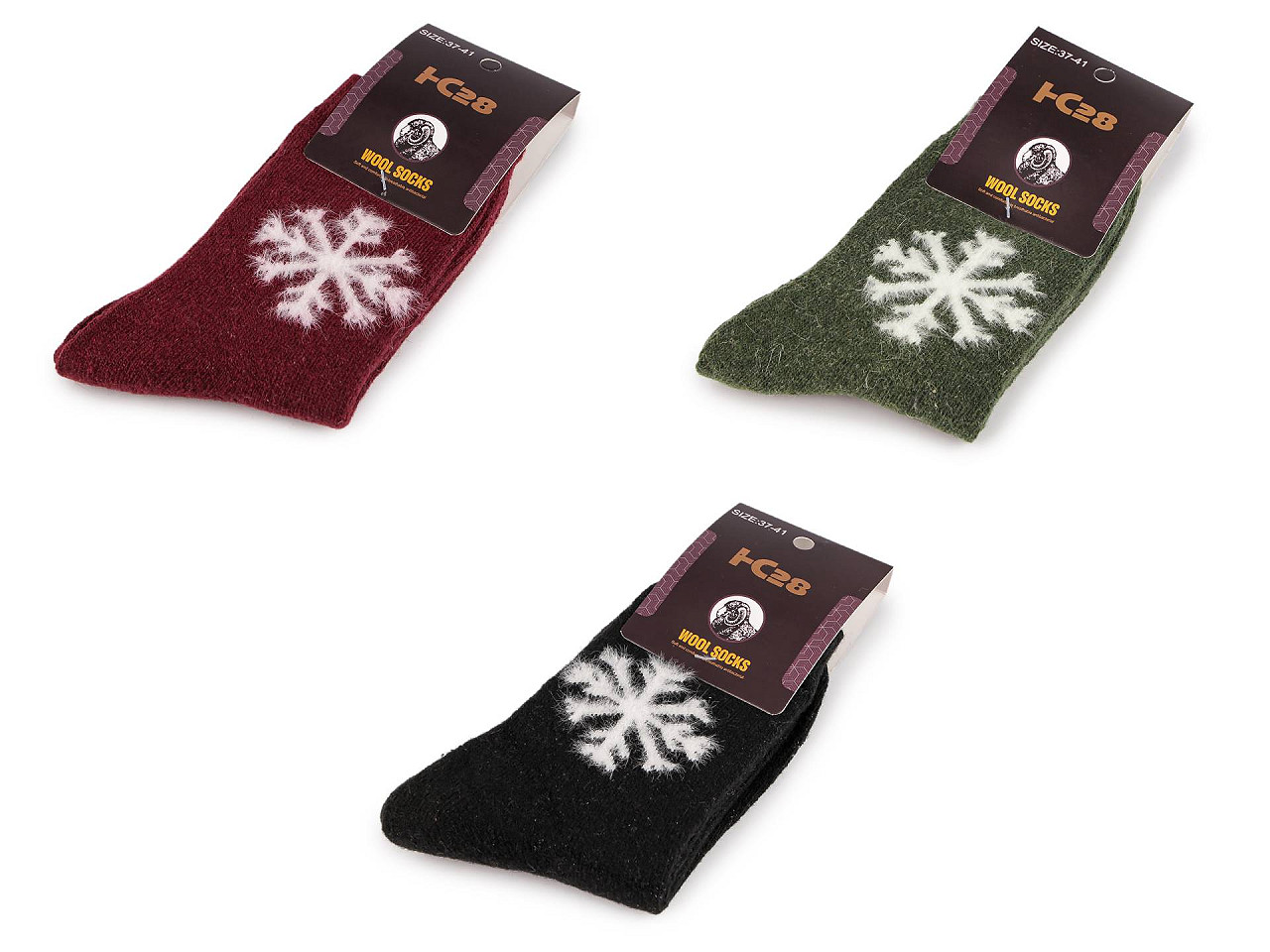 Ponožky vlněné teplé unisex, střední, 13 černá vločka