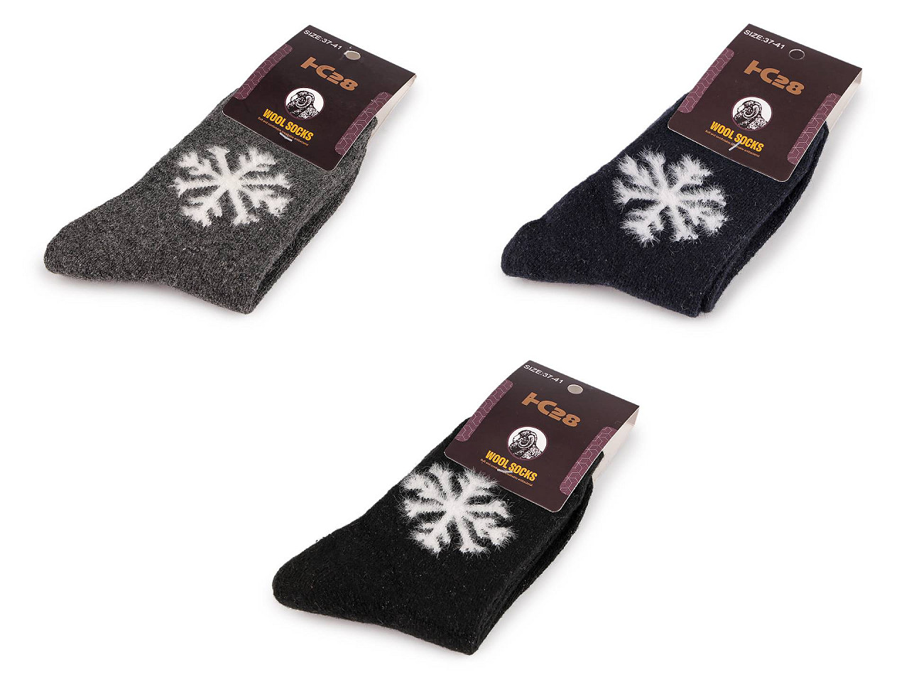 Ponožky vlněné teplé unisex, střední, 13 černá vločka