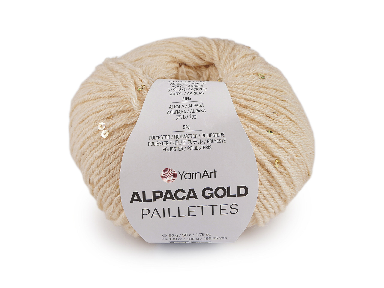 Pletacia priadza Alpaca Gold s flitrami 50 g