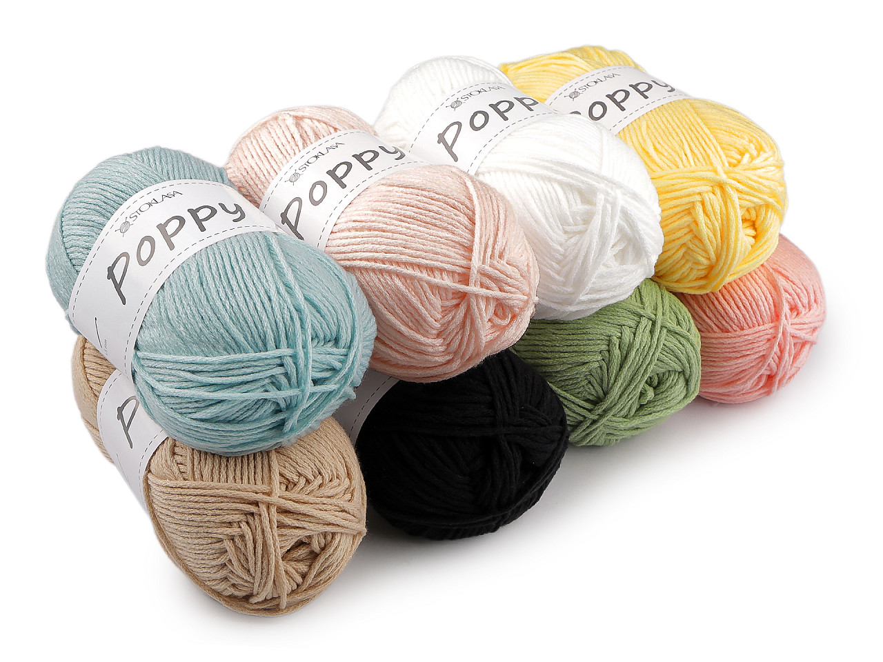 Pletací příze Poppy 100 g, střední, 8 černá