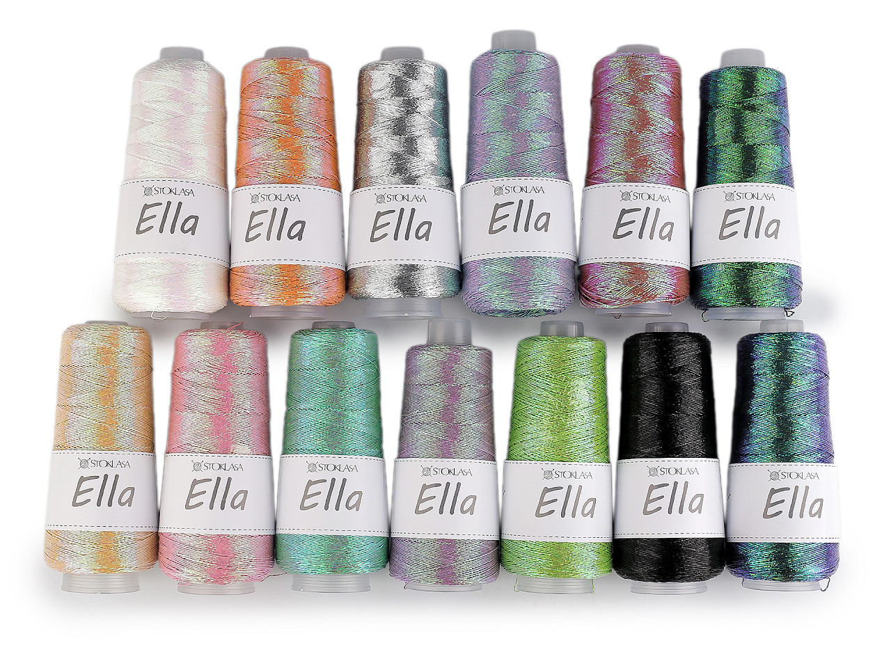 Pletací příze Ella metalická 200 g, střední, 1 bílá