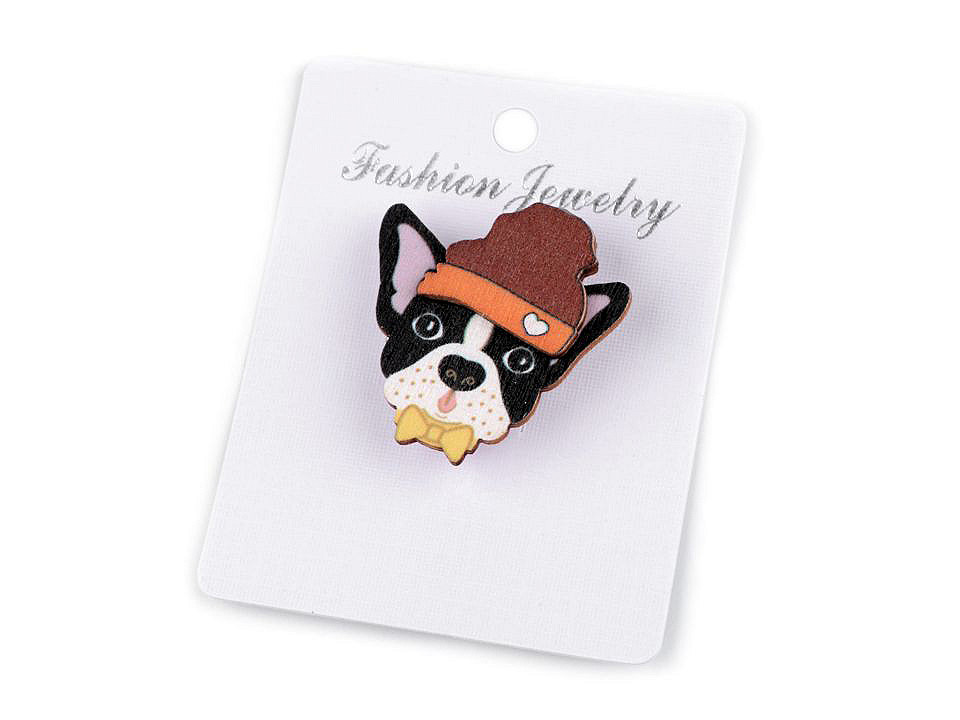 Dřevěná brož liška, pes, lenochod, mýval, jednorožec, malé, 12 multikolor zmrzlina