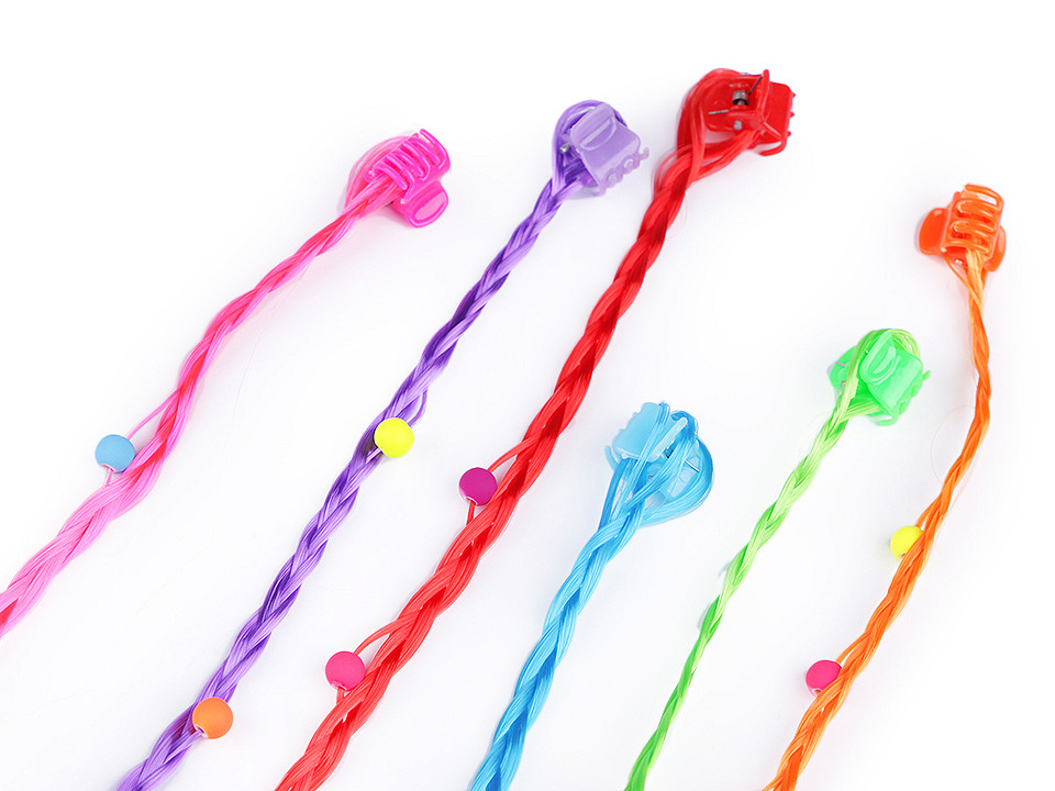 Copánek / pramen vlasů s korálky na skřipci, malé, 1 mix multikolor