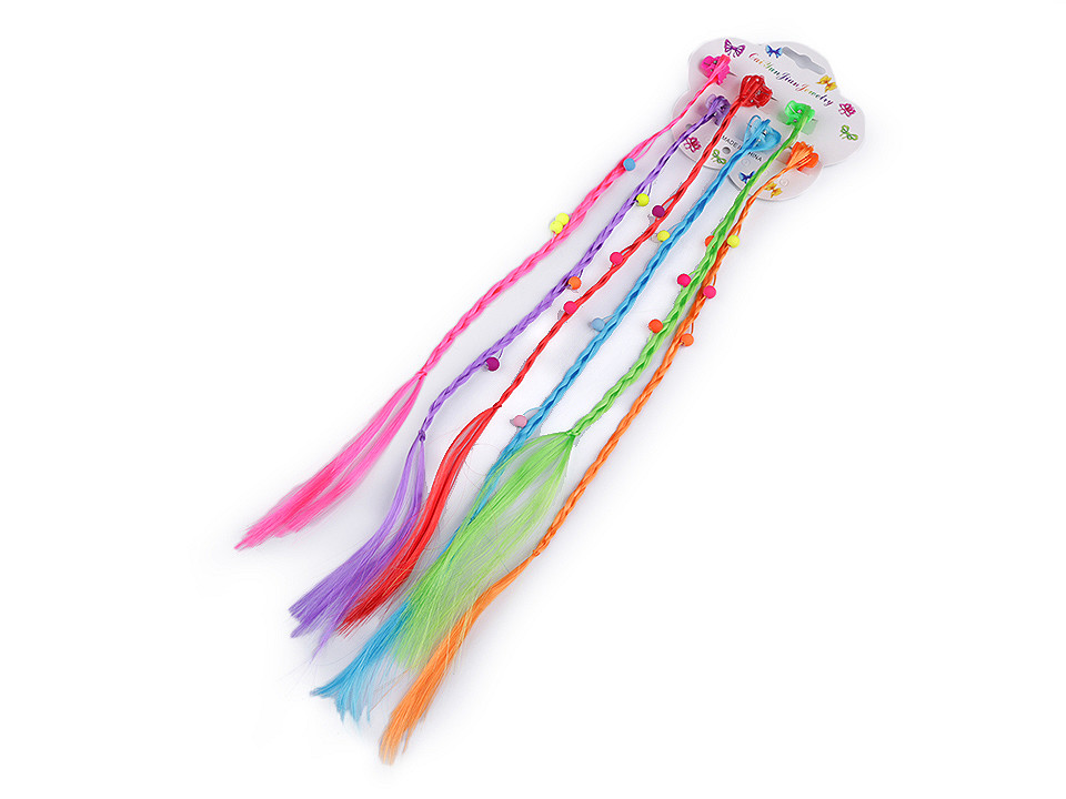 Copánek / pramen vlasů s korálky na skřipci, malé, 1 mix multikolor