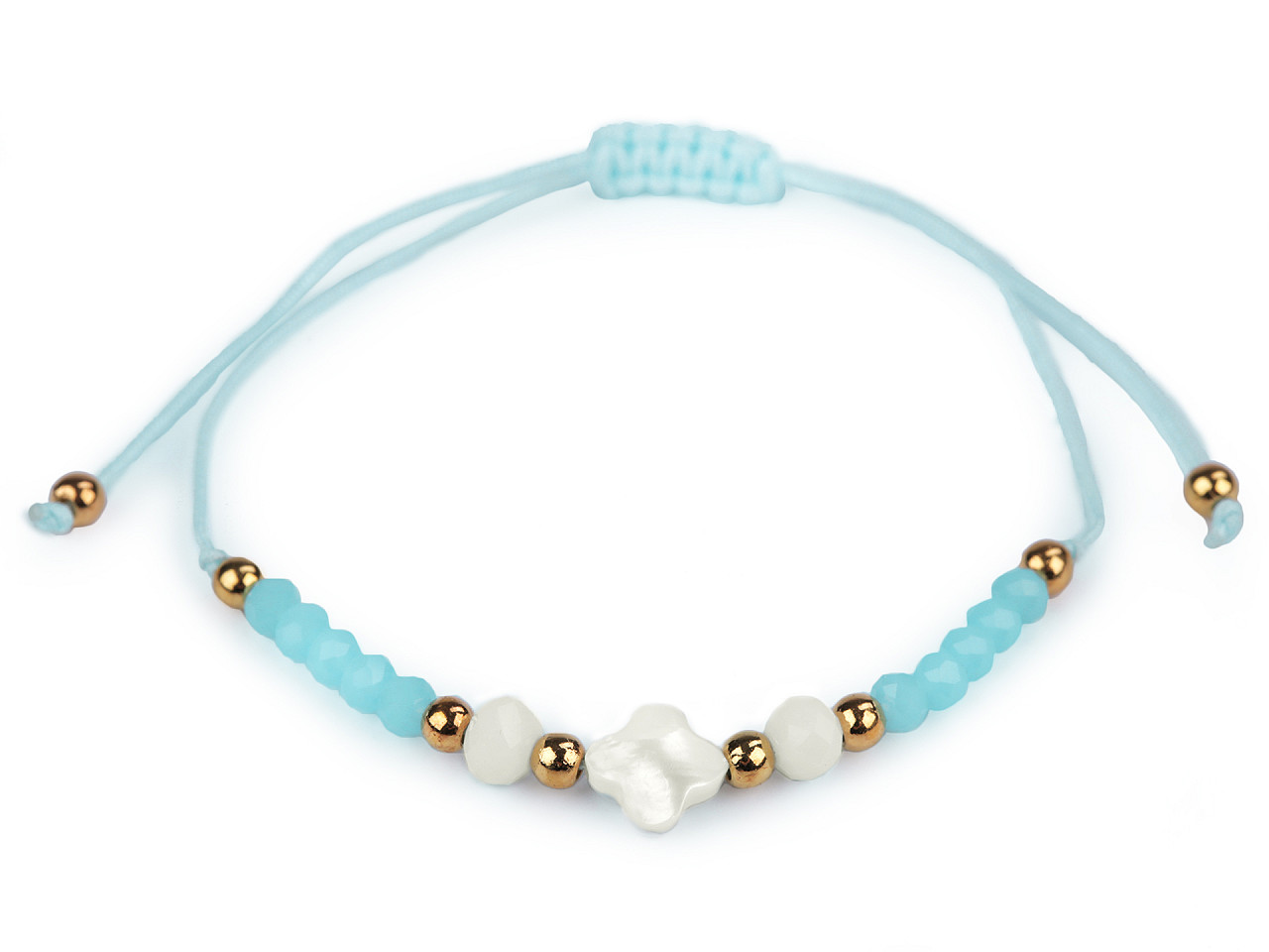 Náramok shamballa s perleťou a brúsenými korálikmi