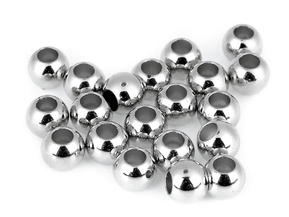 Plastové korálky Metalic s veľkým prievlakom 8x10 mm