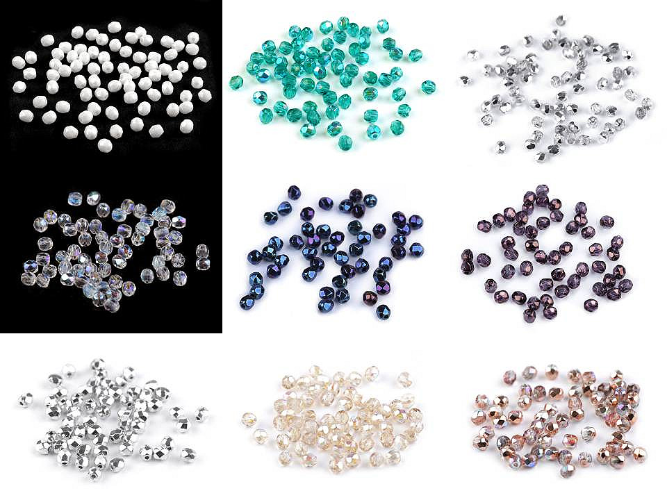 Skleněné korálky broušené ohňovky 3 mm, velké, 20 23980/21435 modrá safírová