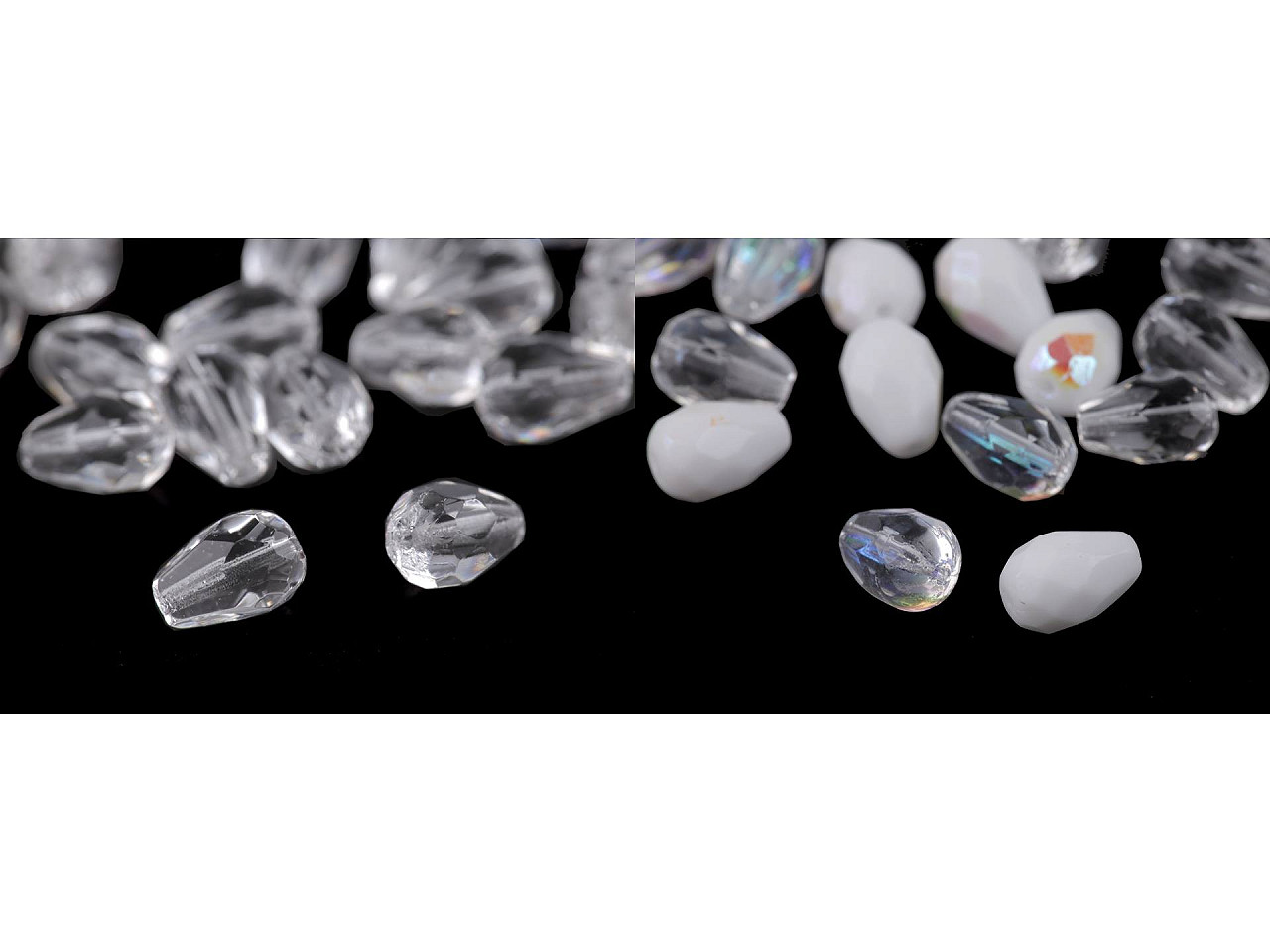 Skleněné korálky broušené kapky 7x10 mm, střední, 1 crystal