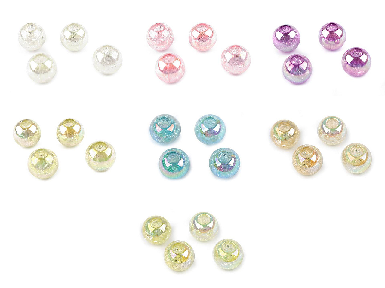Plastové korálky s AB efektem Ø20 mm, malé, 1 (T01) transparent