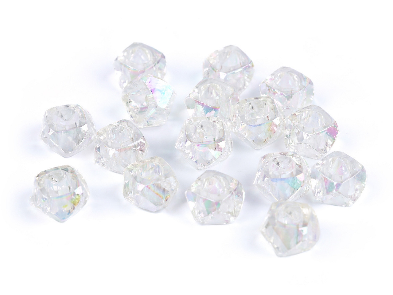 Plastové korálky s veľkým prievlakom diamant s AB efektom 8x13 mm