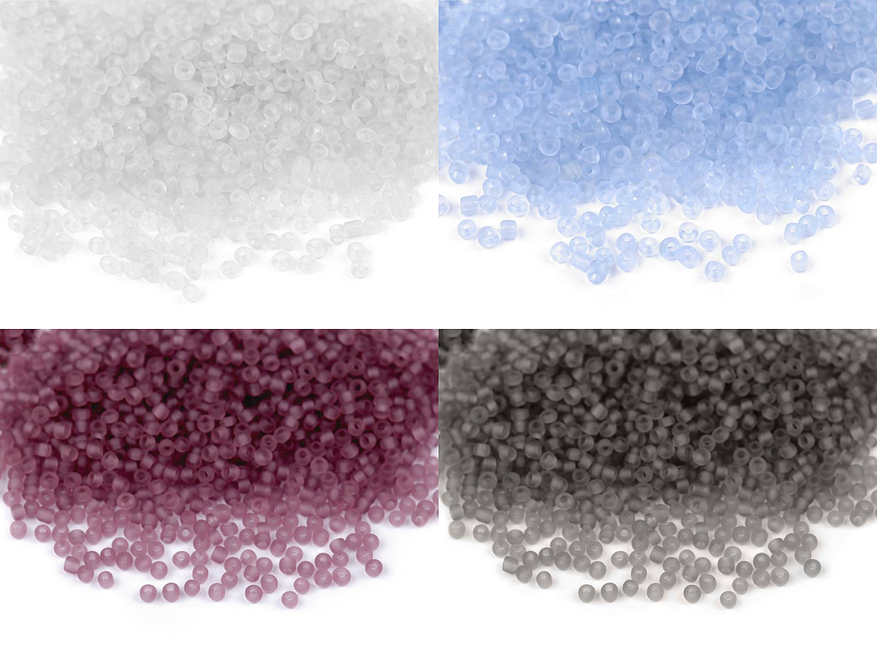 Rokajl 12/0 - 2 mm transparent frosted, velké, 1 (M1) bílá mléčná