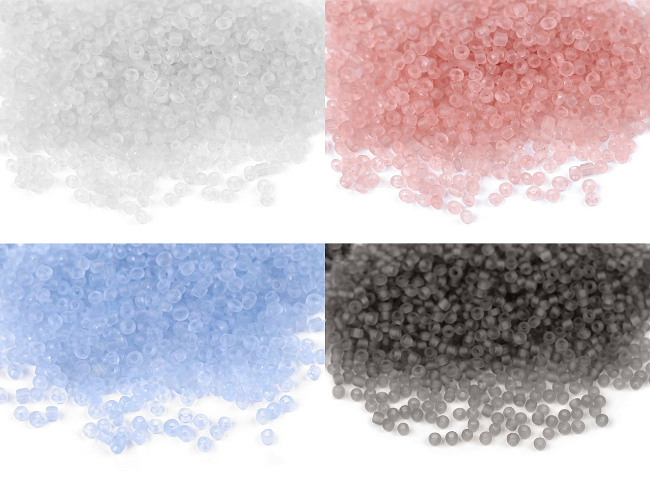 Rokajl 12/0 - 2 mm transparent frosted, velké, 5 (M12) šedá