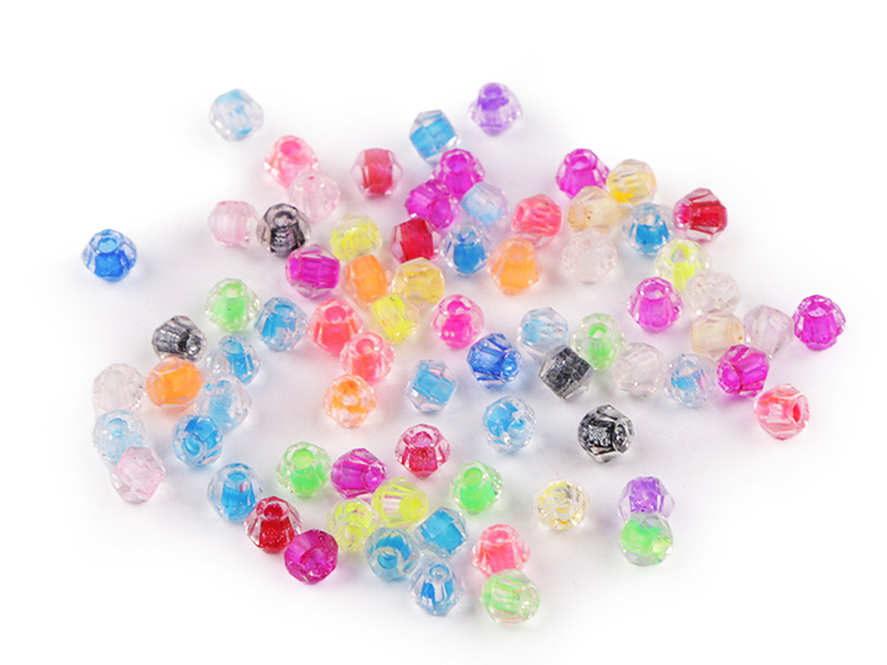 Sklenené korálky brúsené Ø4 mm transparentné s prieťahom