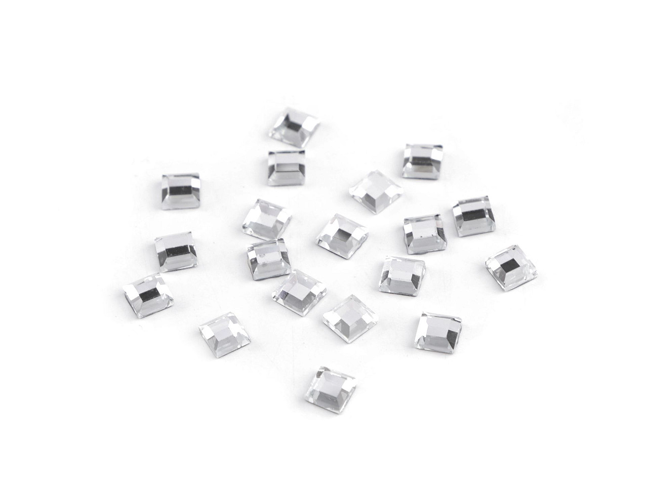 Nažehľovacie kamienky hotfix štvorček rovné brúsenie 4x4 mm