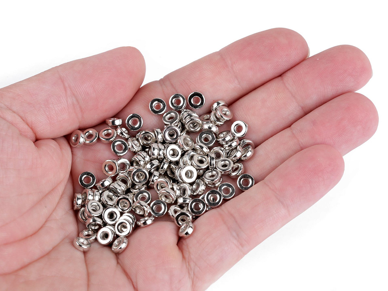 Plastové koráliky rondelky / medzidiely Ø6 mm metalické