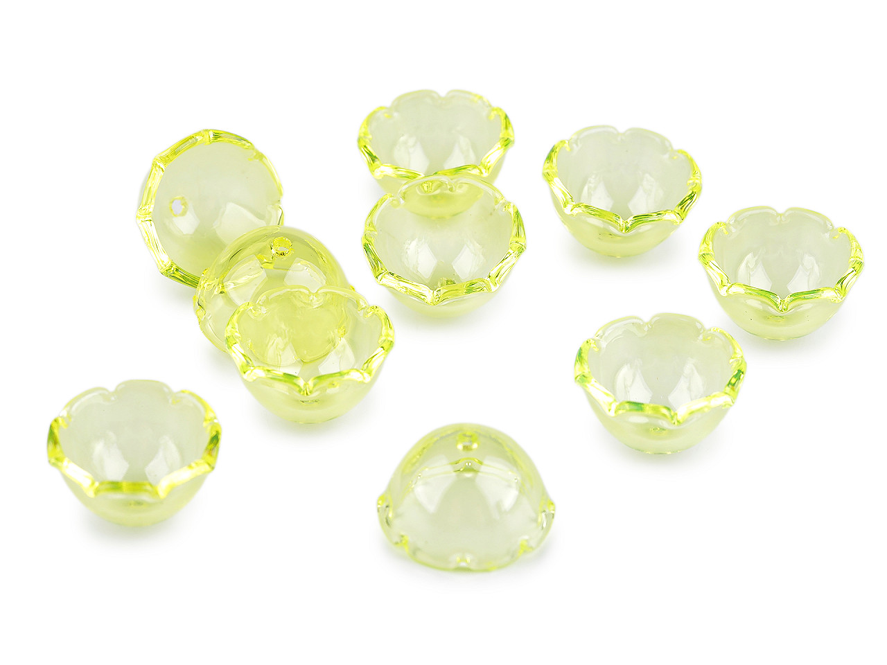 Plastové korálky květní kalich velký 13x22 mm, střední, 1 transparent