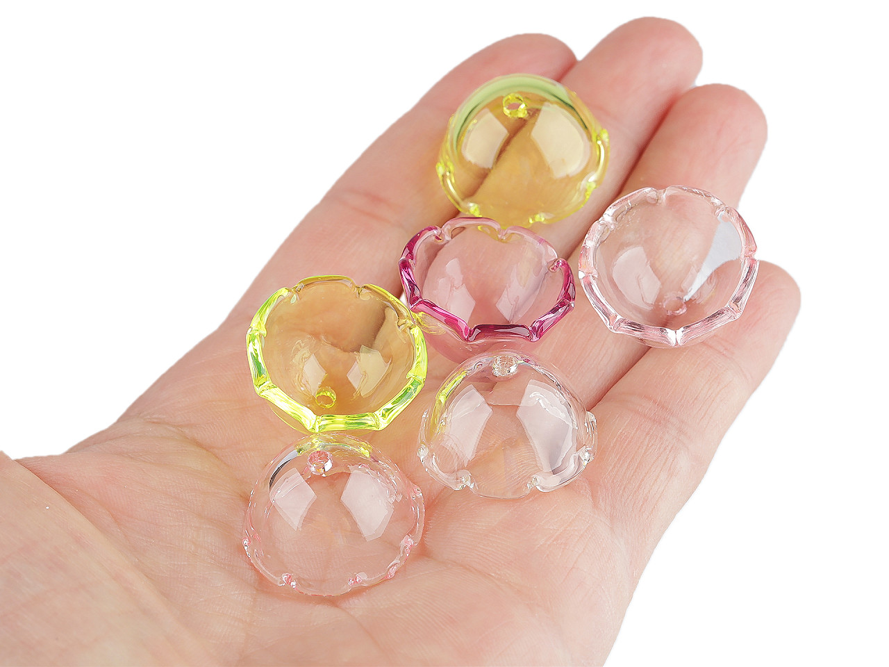 Plastové korálky květní kalich velký 13x22 mm, střední, 1 transparent