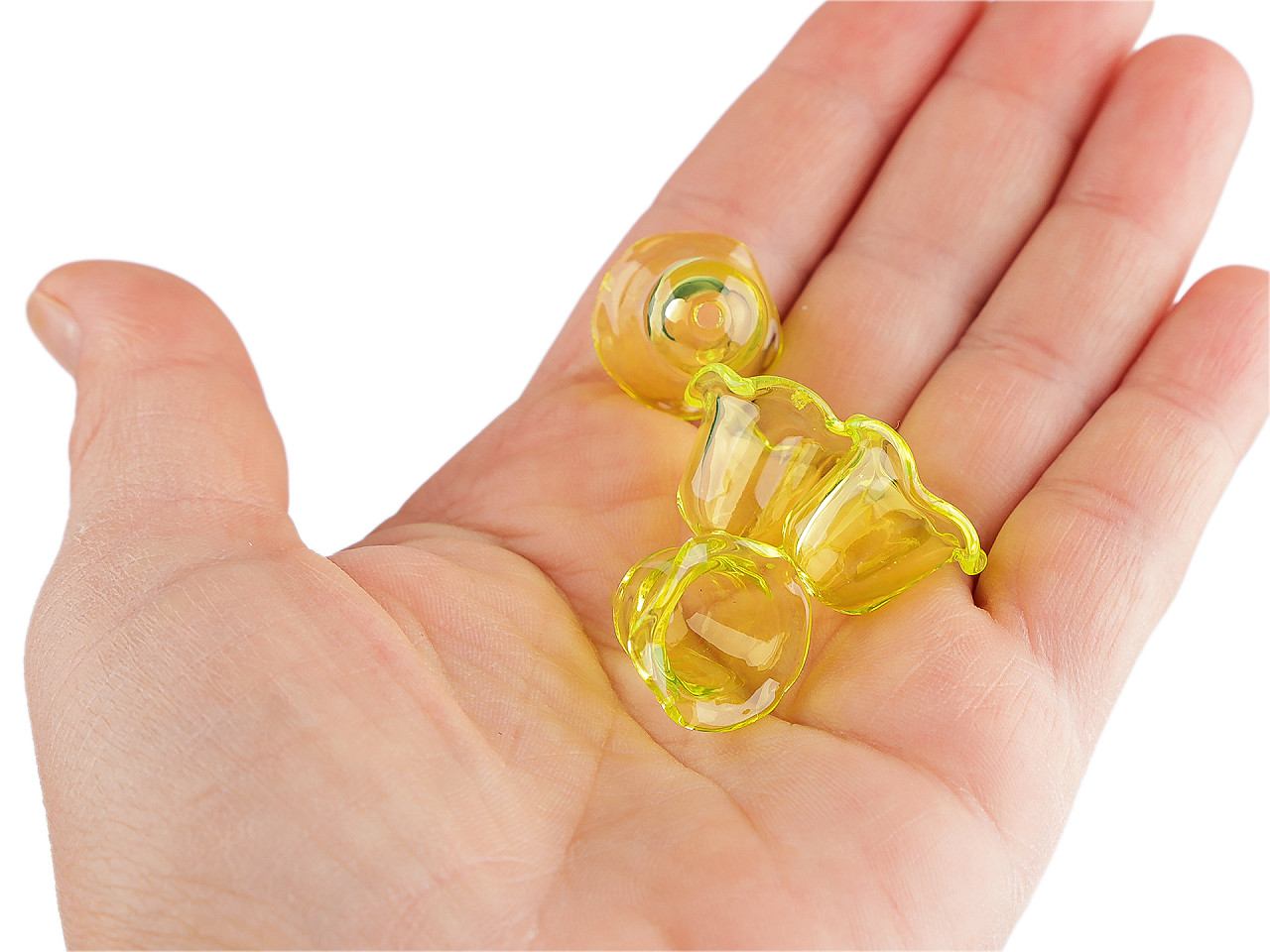 Plastové korálky květní kalich malý 14x18 mm, velké, 3 růžová sv. transparent