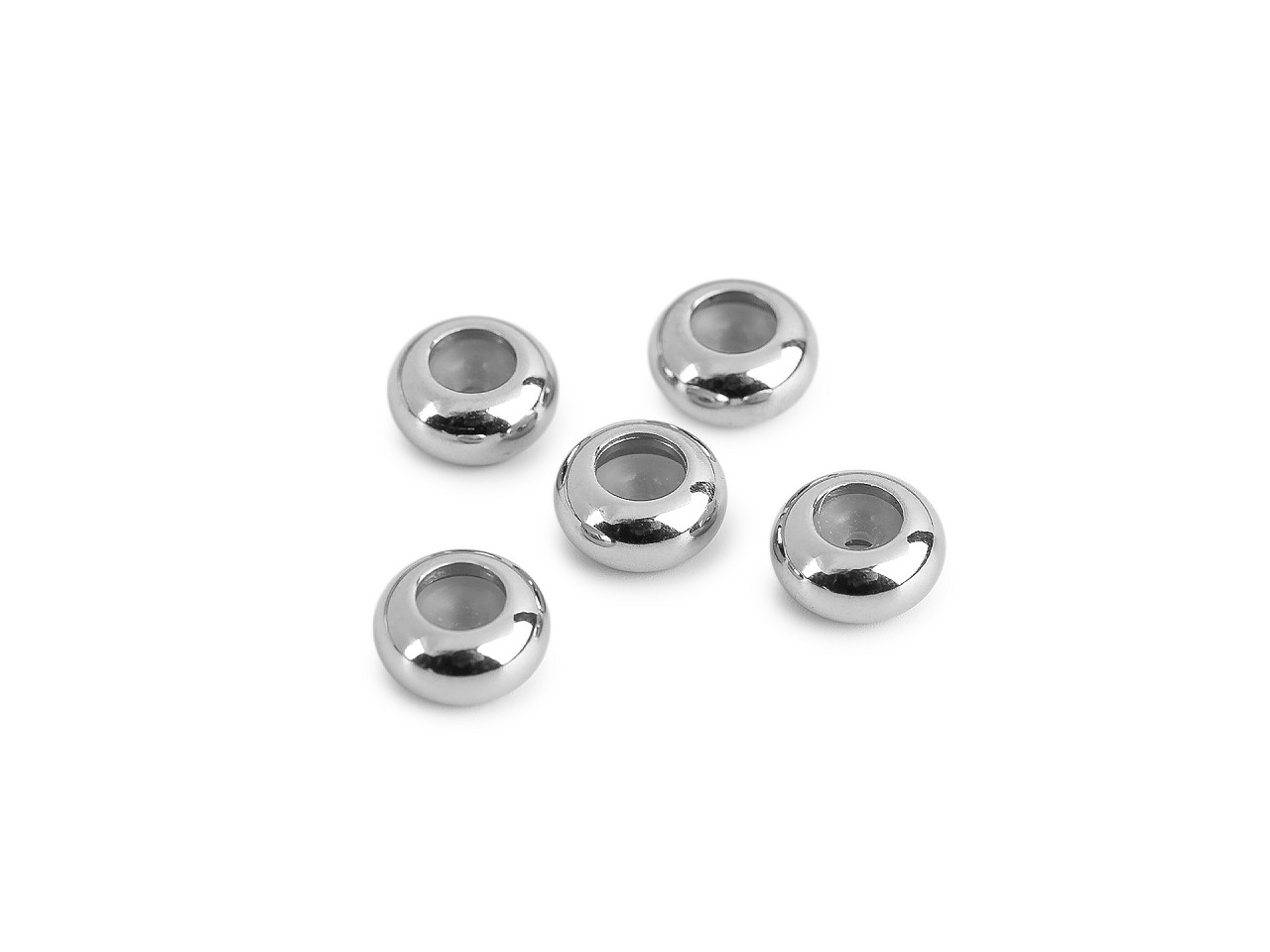 Korálky s brzdou / stoppery Ø7 mm, 9 mm z nerezové oceli, malé, 1 (7 mm) platina