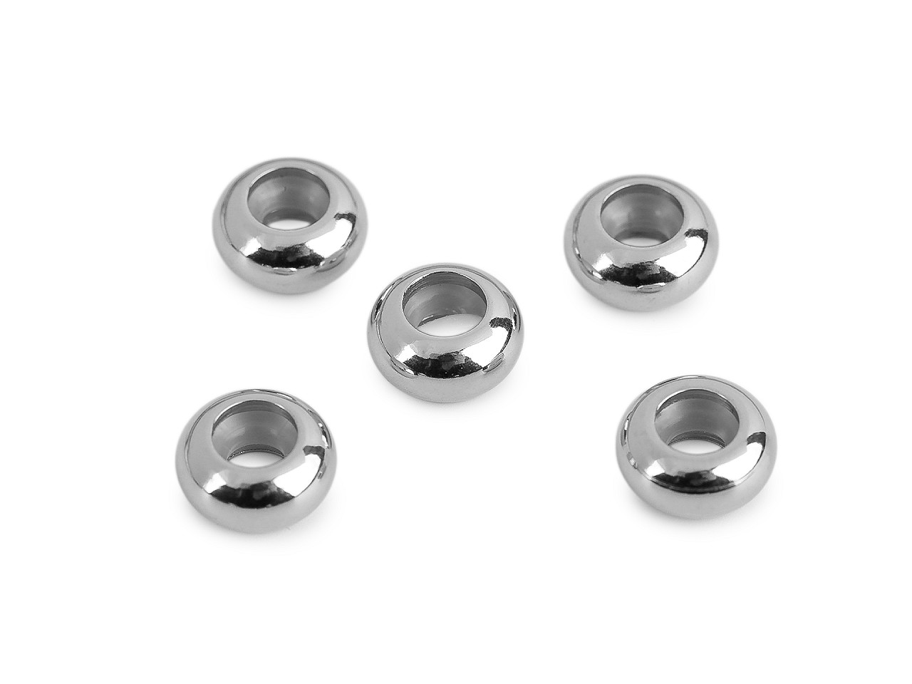 Korálky s brzdou / stoppery Ø7 mm, 9 mm z nerezové oceli, malé, 2 (9 mm) platina