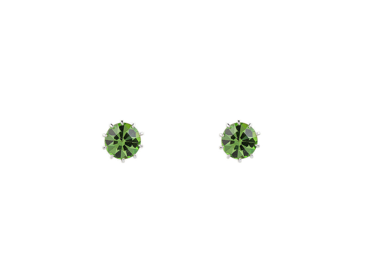 Náušnice jablonecká bižuterie s broušeným kamínkem, malé, 18 (Ø8 mm) peridot