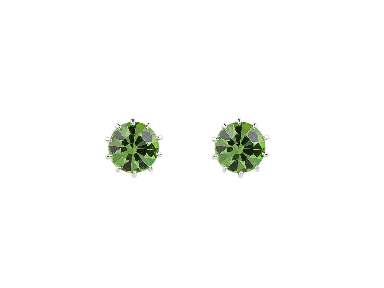Náušnice jablonecká bižuterie s broušeným kamínkem, malé, 18 (Ø8 mm) peridot