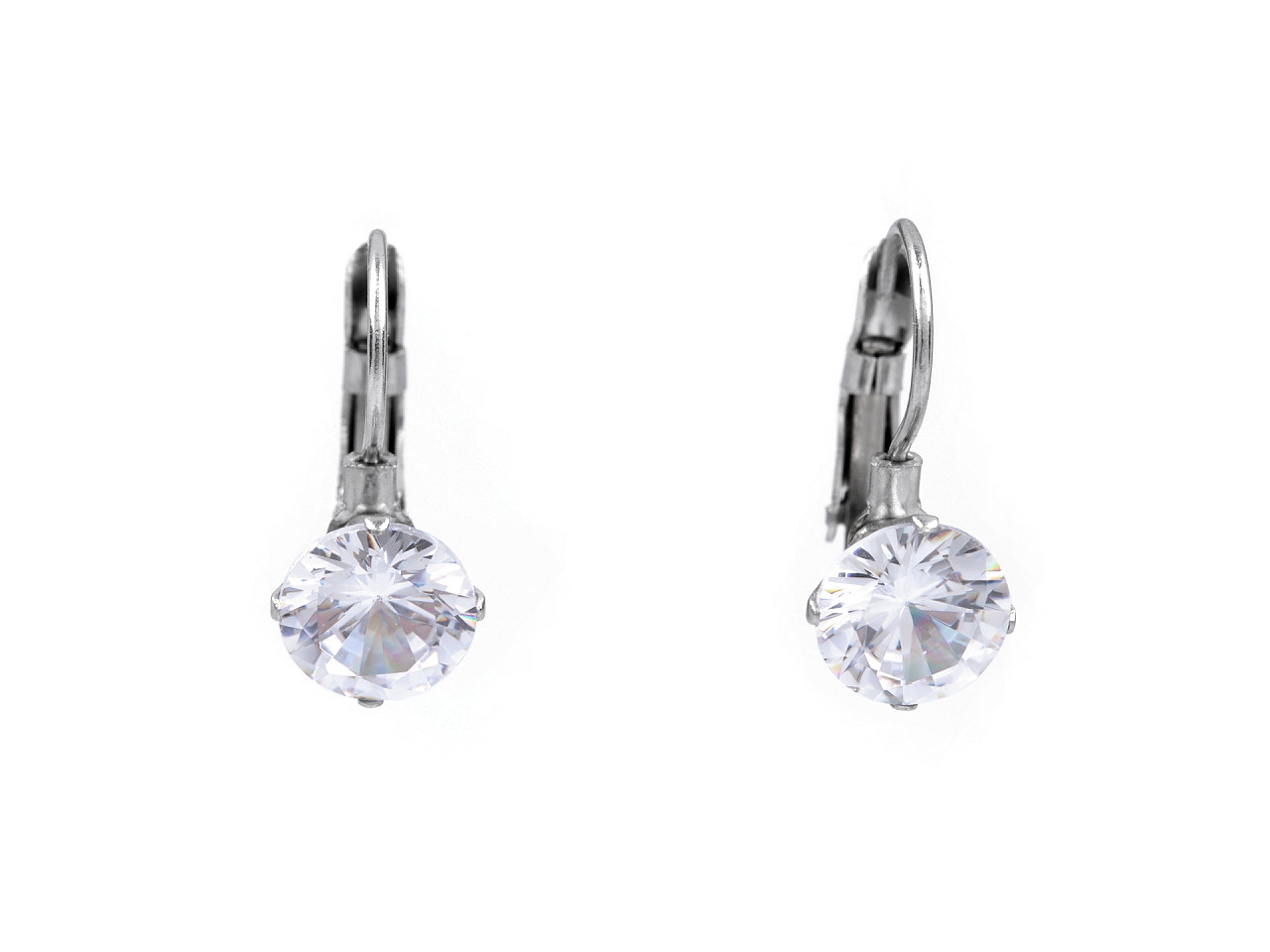 Náušnice z nerezové oceli s broušeným kamínkem, střední, 2 (Ø6 mm) stříbrná crystal