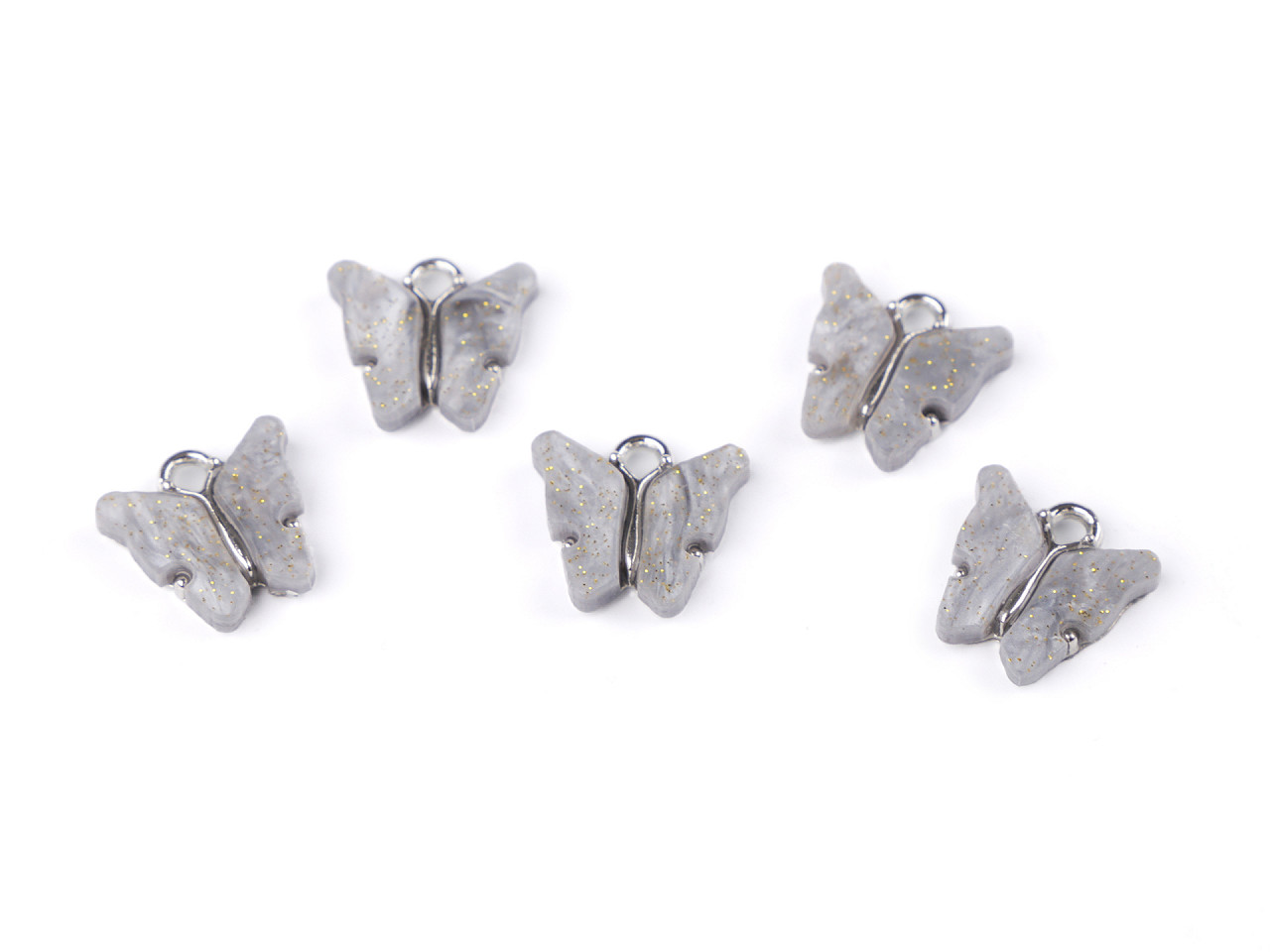 Kovový prívesok / ťaháčik na zips motýľ perleťový 13x15 mm