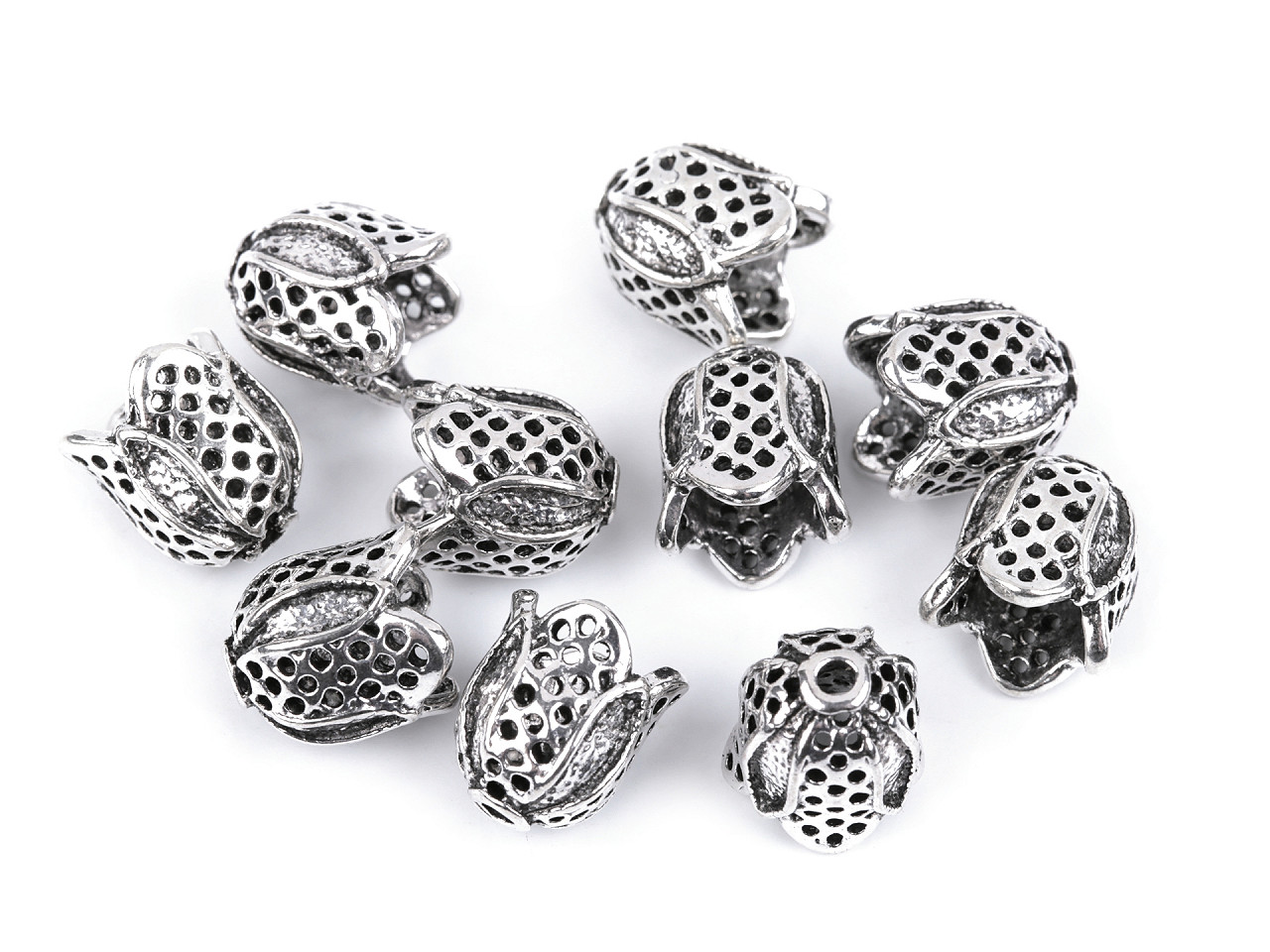 Koncovky na šnúrky / dekoračné kaplíky 12x12 mm