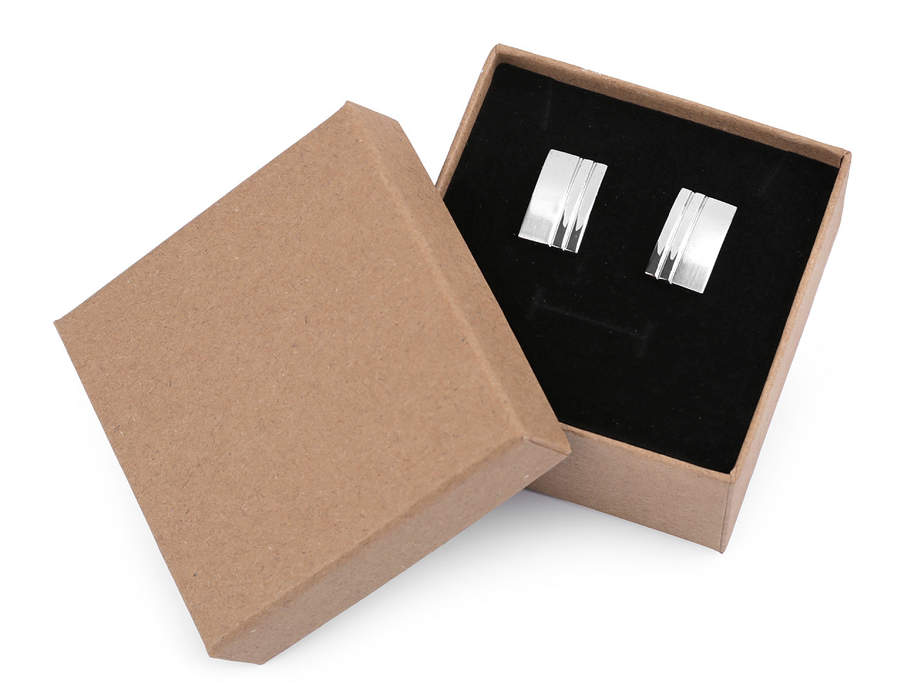 Butoni manșetă în cutie cadou, 1,1 x 1,9 cm, platină, 1 cutie