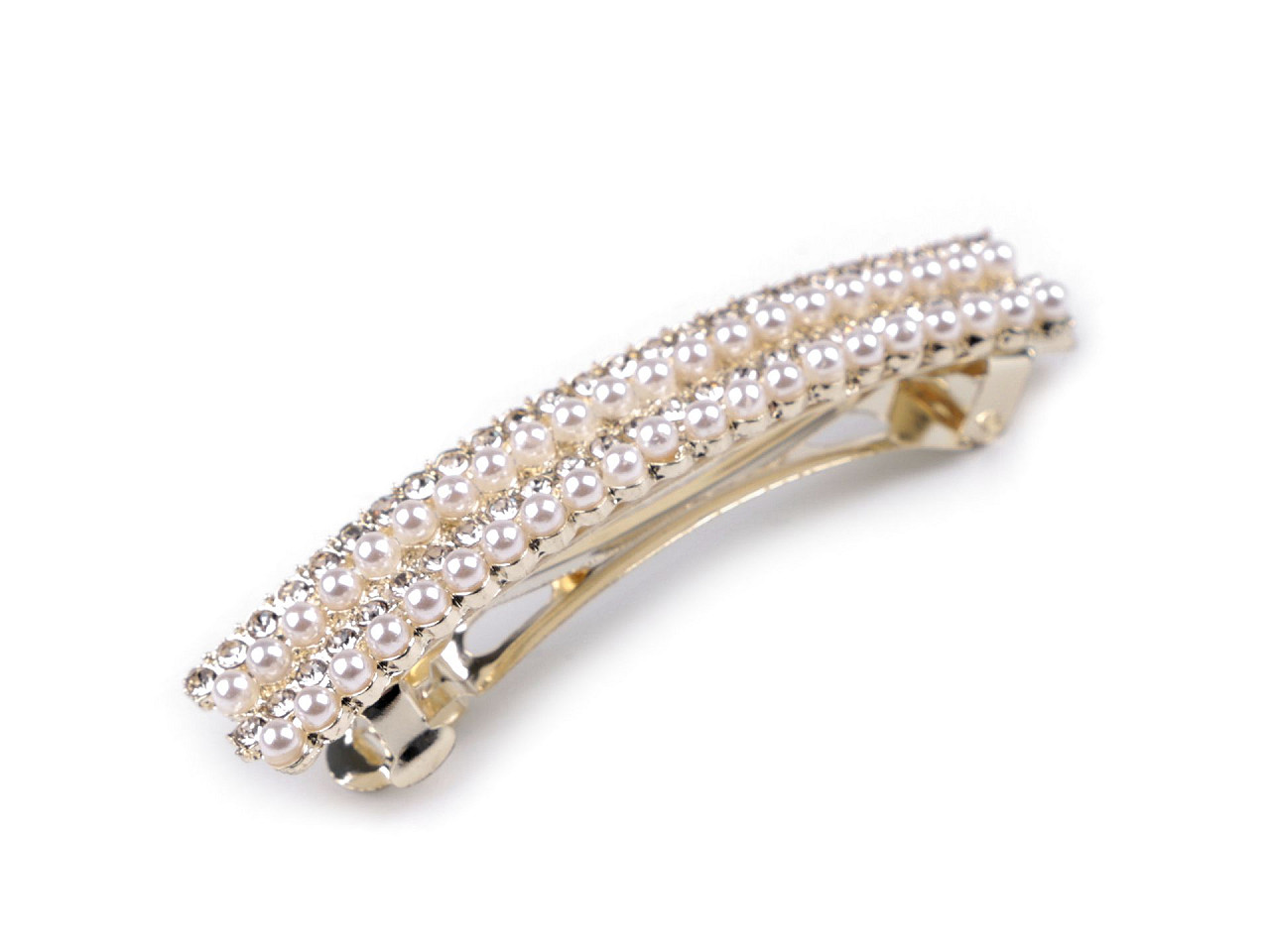 Francúzska spona do vlasov s perlami a brúsenými kamienkami