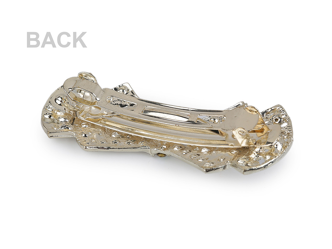 Francouzská spona do vlasů s perlami a broušenými kamínky, střední, 4 crystal AB