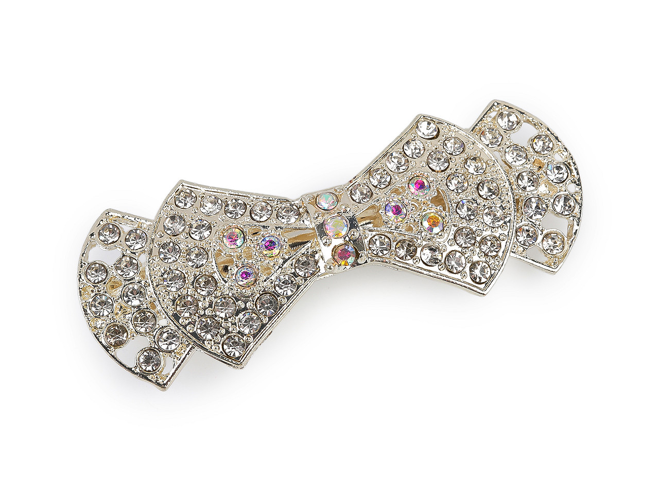 Francouzská spona do vlasů s perlami a broušenými kamínky, střední, 4 crystal AB