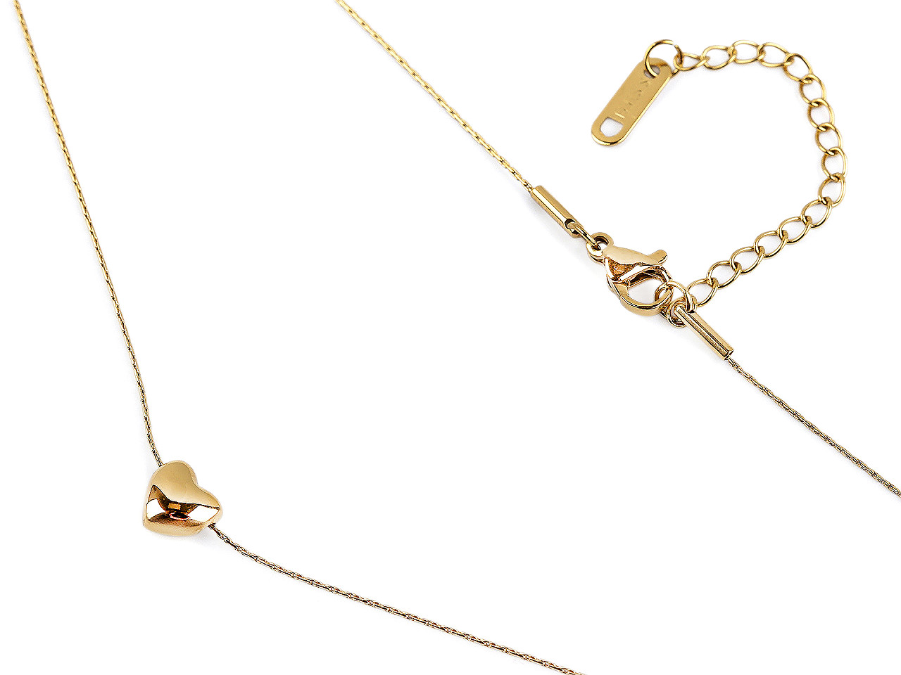 Náhrdelník z nerezové oceli srdce, střední, 5 stříbrná