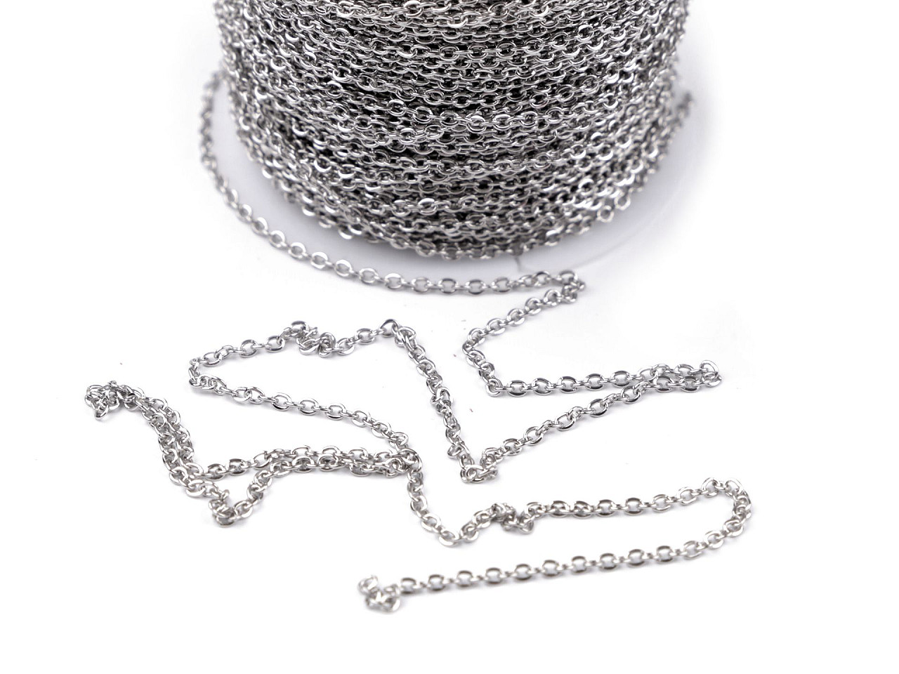 Řetízek z nerezové oceli 1,2 a 1,5 mm metráž, malé, 1 (1,5 mm) platina