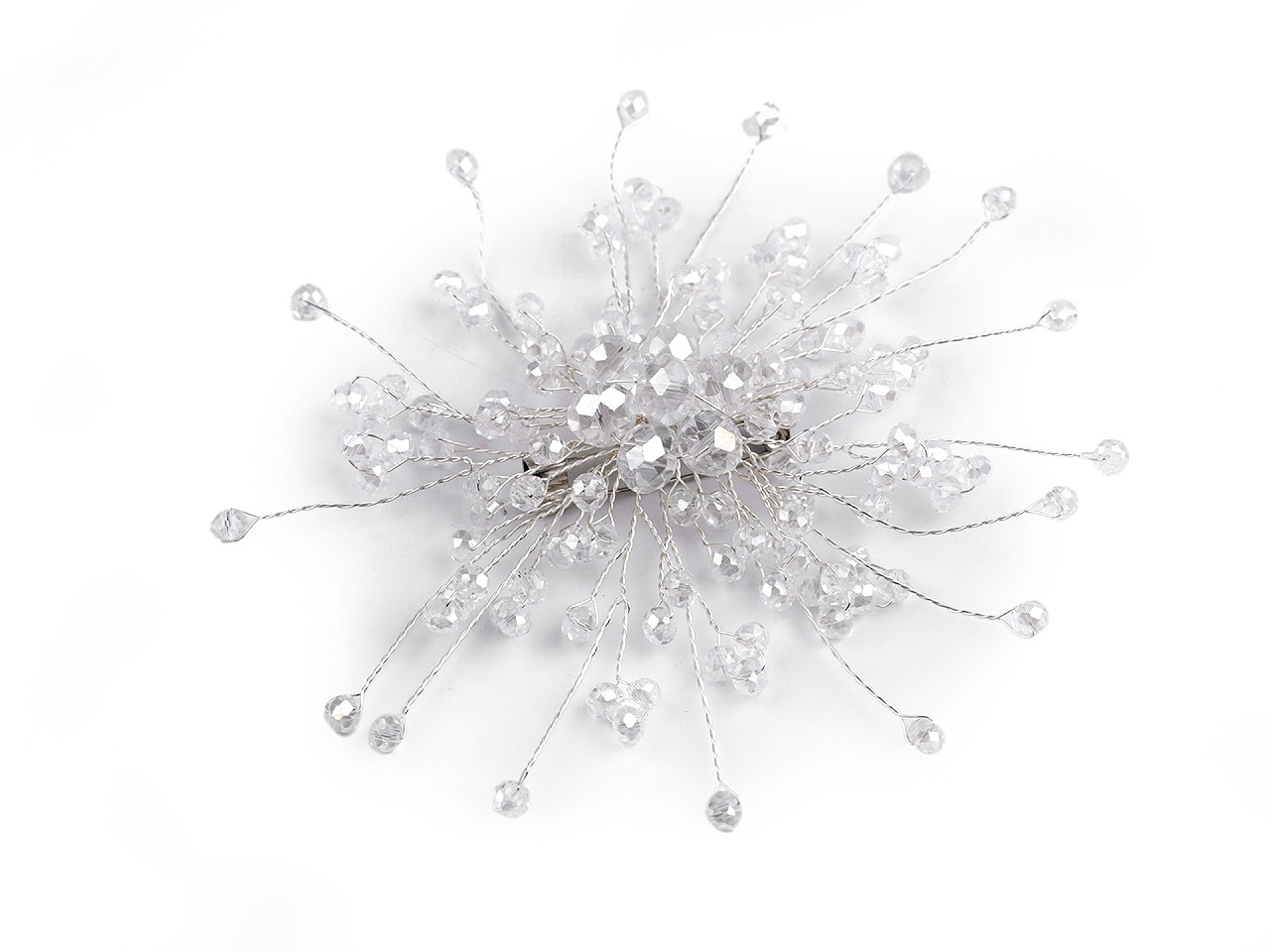 Brož se skleněnými broušenými korálky Hand made, malé, 10 starorůžová černá