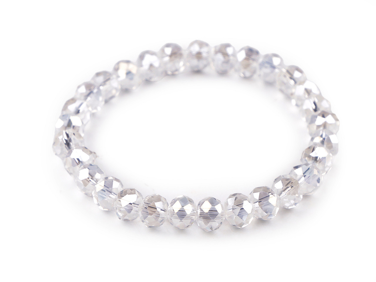 Náramek pružný z broušených korálků s AB efektem, malé, 9 modrá zvonková AB