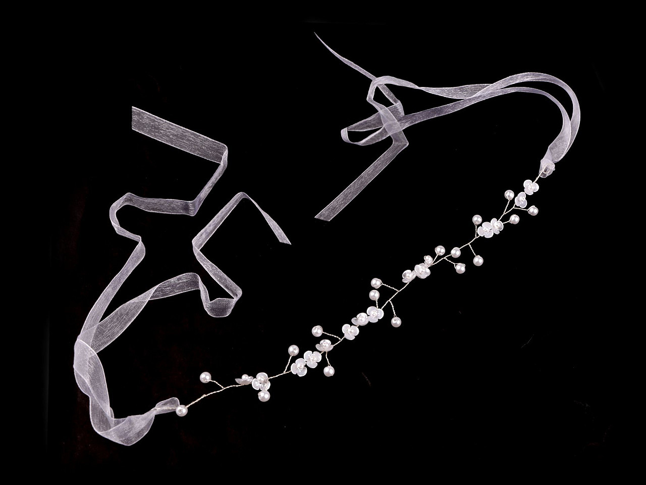 Perlová ozdoba / čelenka do vlasů uvazovací, malé, bílá