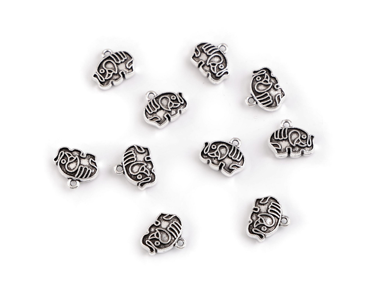 Kovový prívesok / ťaháčik na zips slon 12x10 mm