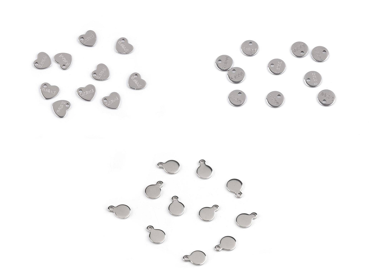 Přívěsek / komponent k výrobě šperků z nerezové oceli se značkou S.steel, malé, 3 platina kolečko
