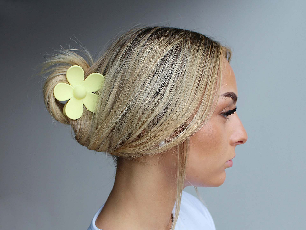 Skřipec do vlasů květ, střední, 3 růžová