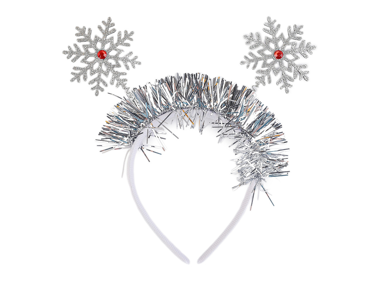 Čelenka do vlasů vločky, vánoční / párty, střední, 1 stříbrná