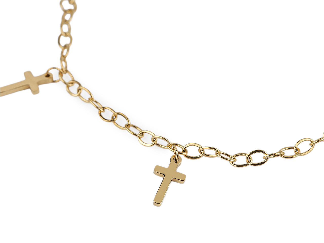 Náramek z nerezové oceli křížek, střední, 1 stříbrná