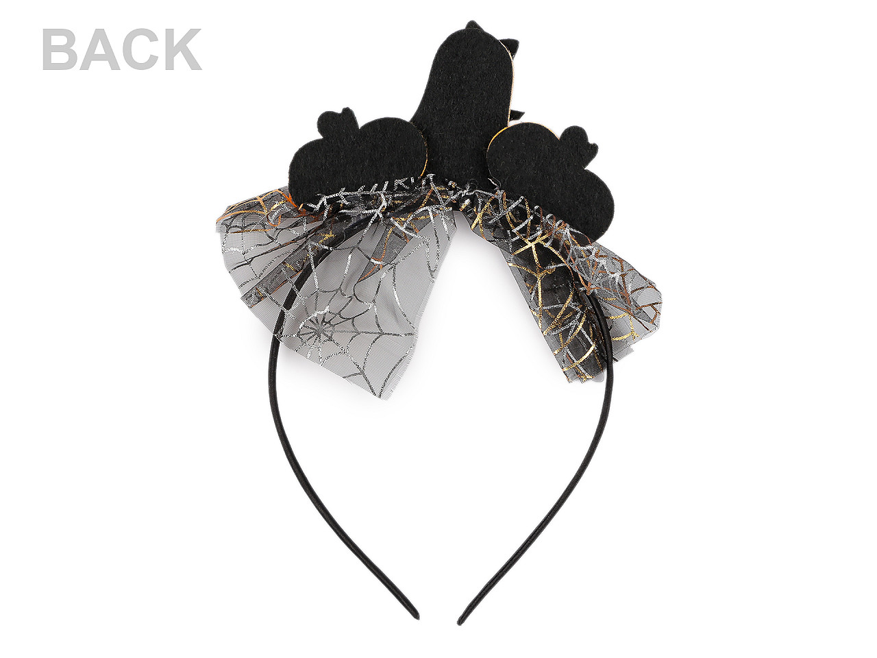 Čelenka do vlasů Halloween / čarodějnice, střední, 3 černá dýně