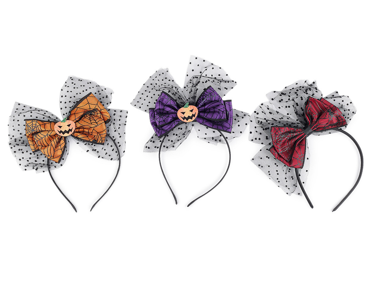 Čelenka do vlasů Halloween / čarodějnice, střední, 3 bordó